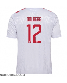Billige Fotballdrakt Danmark Kasper Dolberg #12 Replika Bortedrakt EM 2024 Kortermet